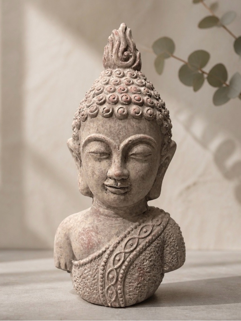 Serene Meditating Buddha Bust Statue (Dimensions in description.)